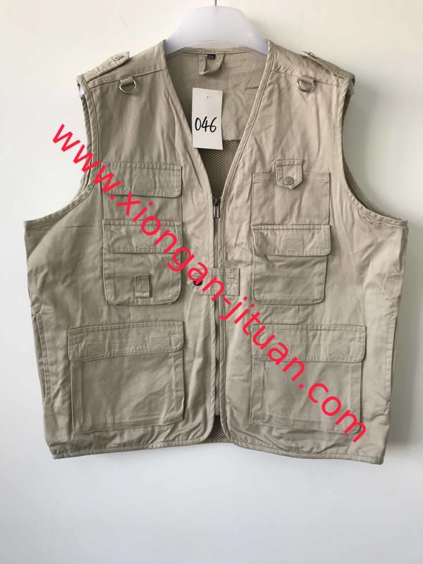 Mens classic vest，mens waist coat, 046 CCTV vest in 100% cotton fabric, stone/beige colour, S-3XL