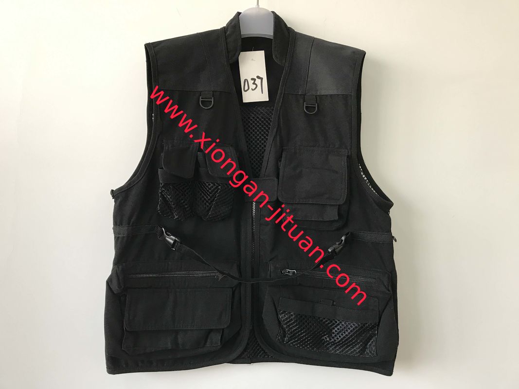 vest, photography vest, mens vest 037 in T/C 65/35 fabric, black color, fishing vest, casual vest