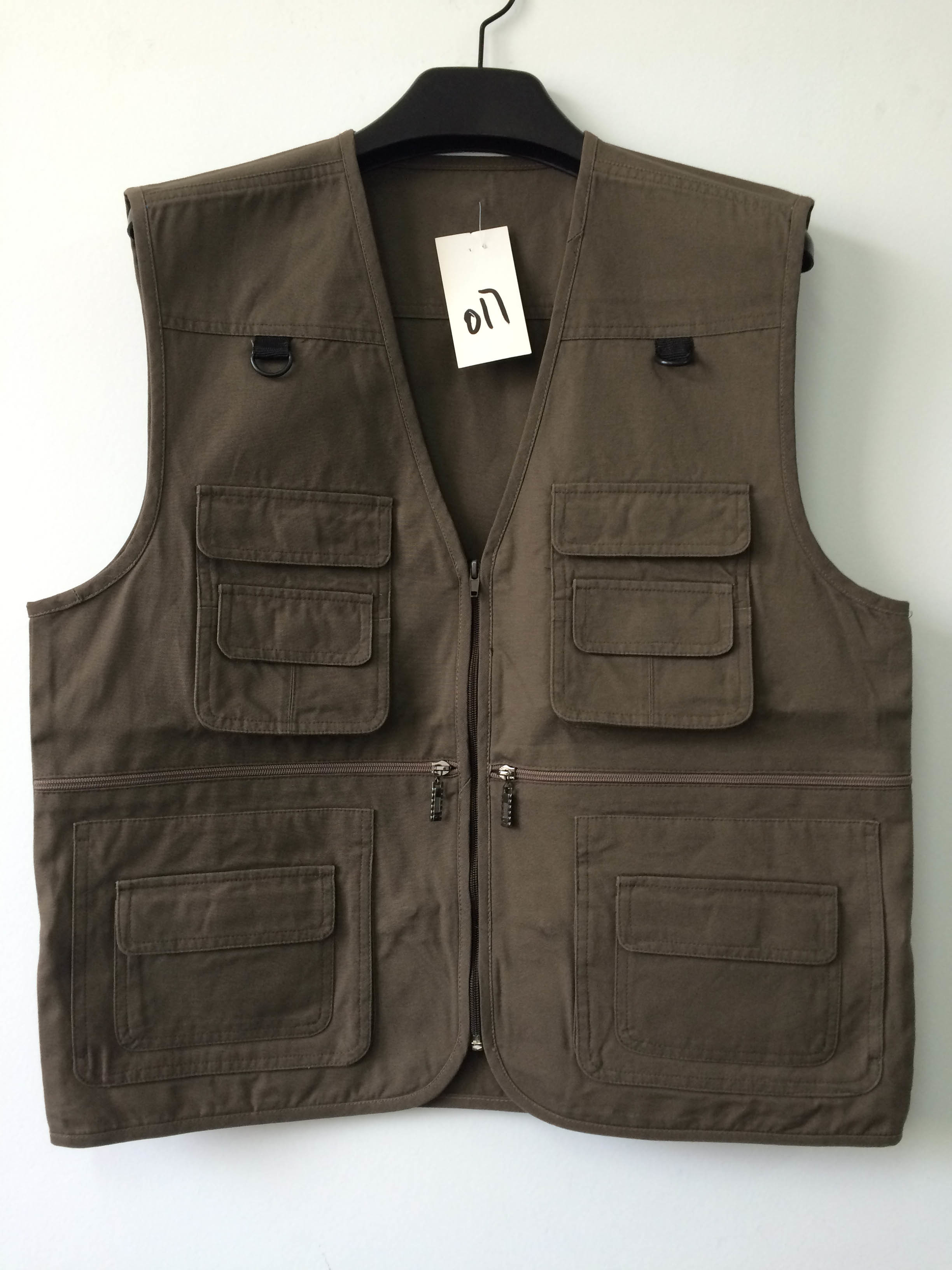 vest, waistcoat, mens vest, fishing vest, 100% cotton, S-3XL, coffee, brown